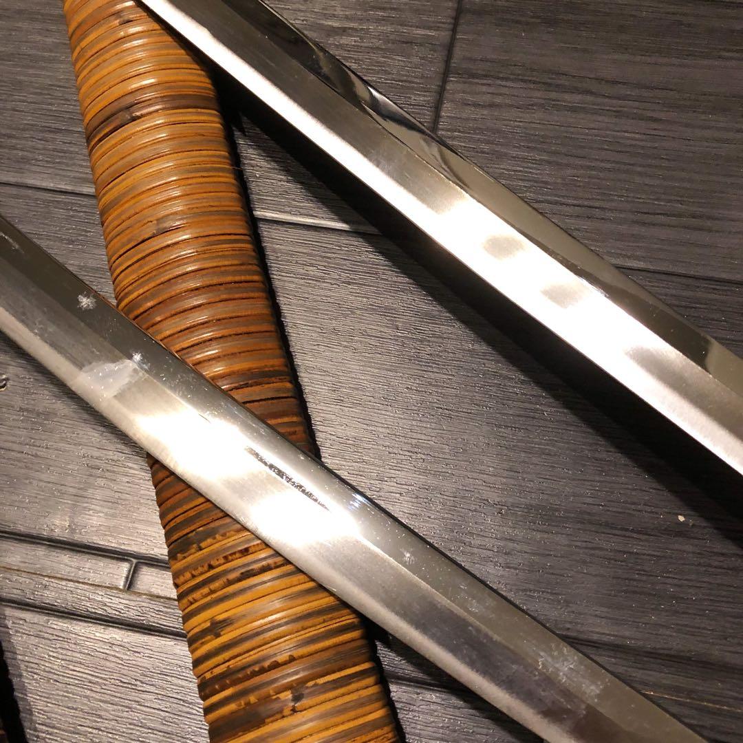 高級美術居合刀剣　籐巻造り　高級居合刀　大小セット　刀剣証明書付き　模造刀　名刀