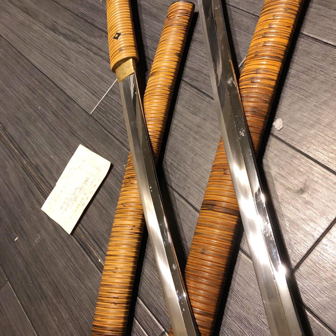 高級美術居合刀剣　籐巻造り　高級居合刀　大小セット　刀剣証明書付き　模造刀　名刀