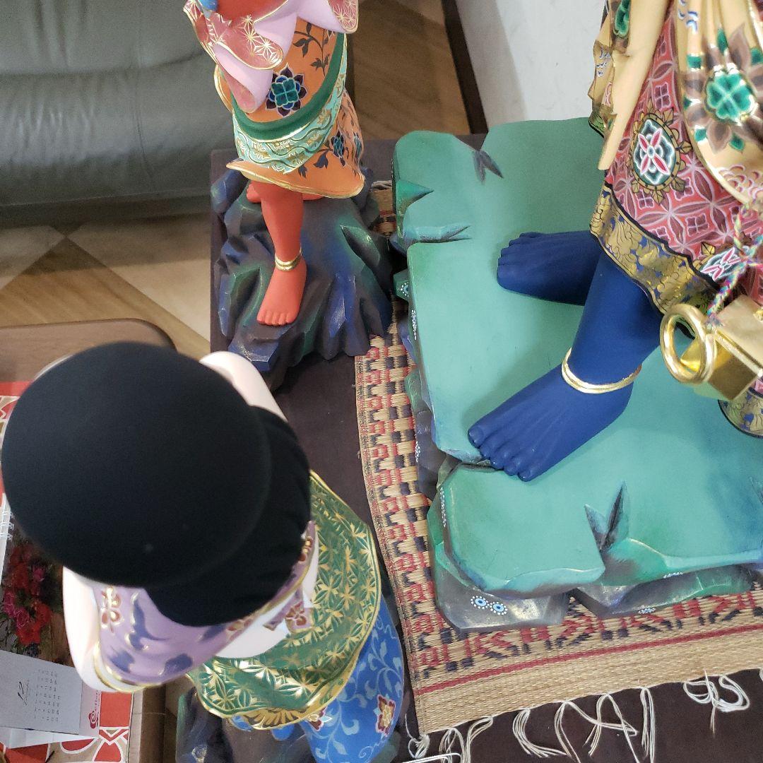 Ｂフライデー送料無料★極彩色 不動明王三尊像2尺★矜羯羅童子・制多迦童子1尺