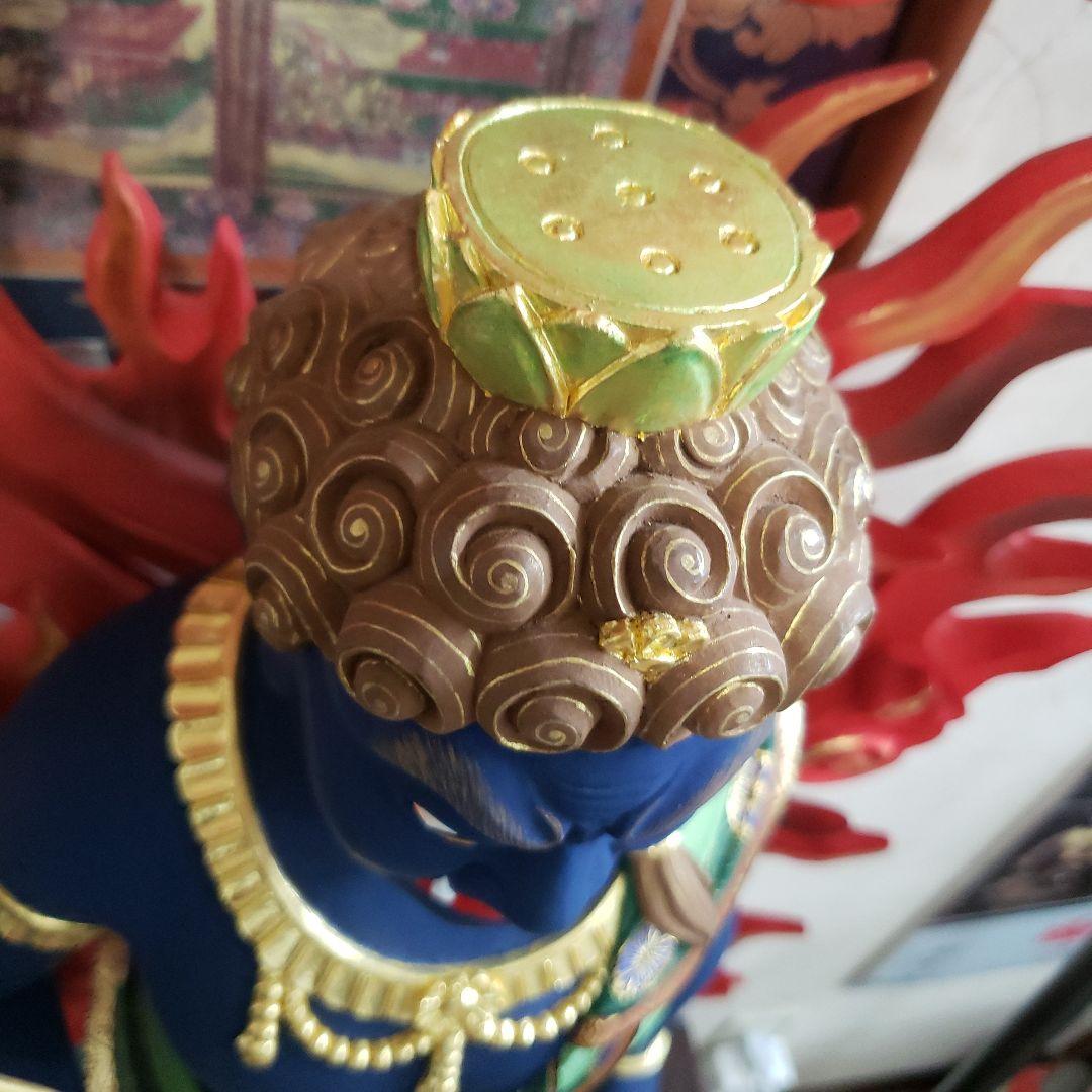 Ｂフライデー送料無料★極彩色 不動明王三尊像2尺★矜羯羅童子・制多迦童子1尺