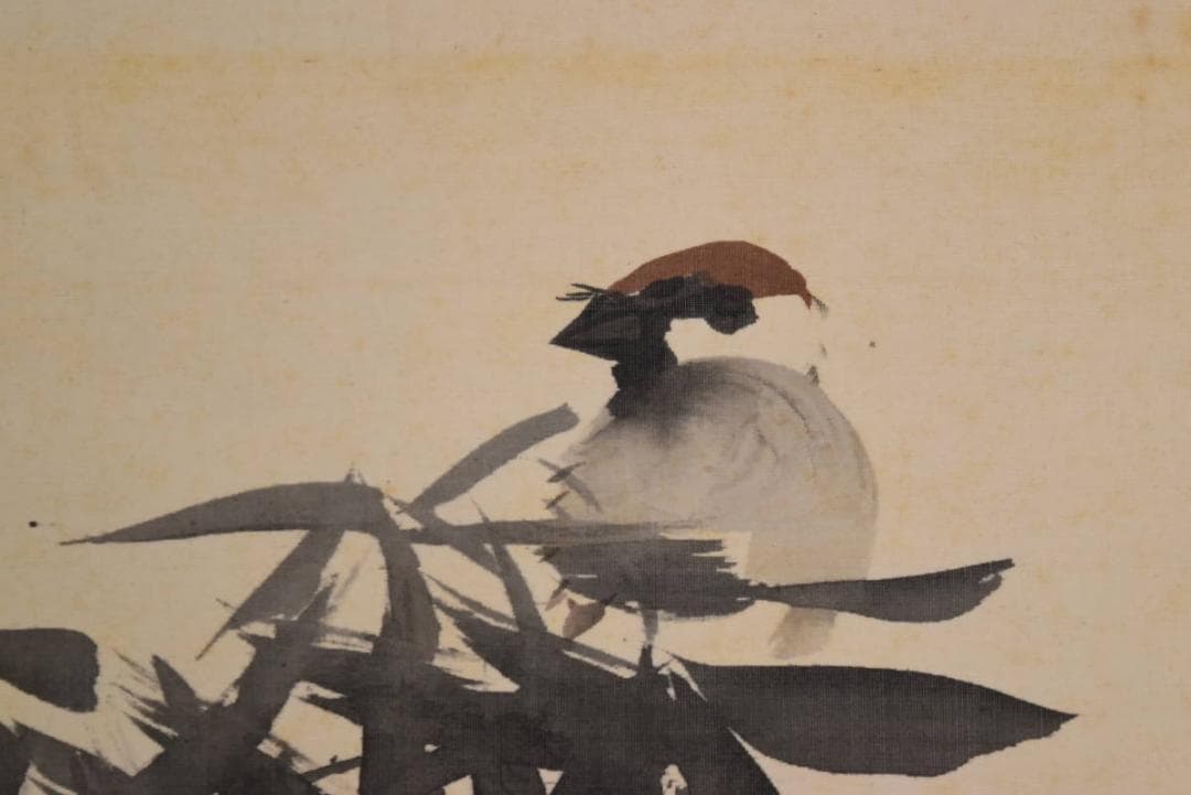 【真作】西山翠嶂/竹に雀図/掛軸☆宝船☆AB-449