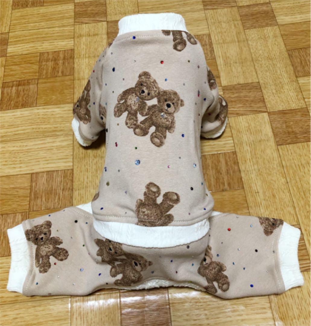 U´•ﻌ•`U キラキラくまちゃん ラグランロンパース ベージュ