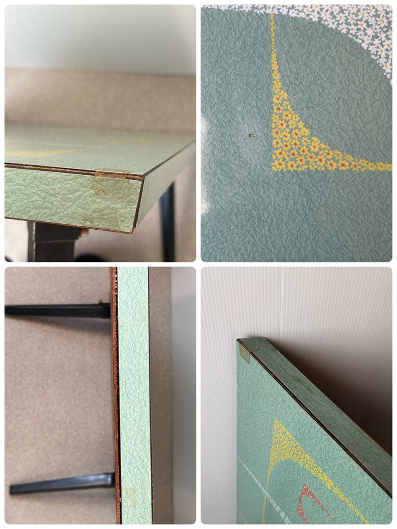 ヴィンテージ　昭和レトロ 鉄脚 折り畳み 座卓 机　テーブル ミッドセンチュリー