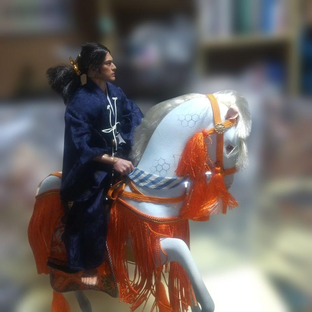 (^-^)値下げしました☆織田三郎信長騎馬アクションフィギュア紺色直垂衣装