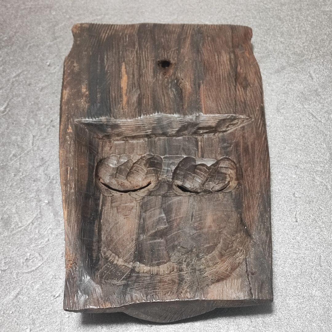 アフリカ　セネガル　木彫 お面 マスク　黒檀　エボニー　祭祀　王冠　壁掛け古美術