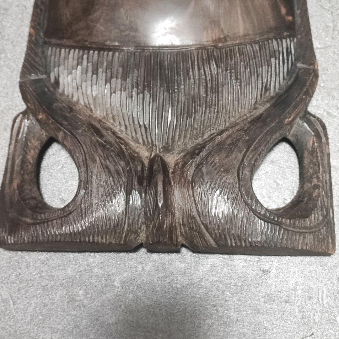 アフリカ　セネガル　木彫 お面 マスク　黒檀　エボニー　祭祀　王冠　壁掛け古美術