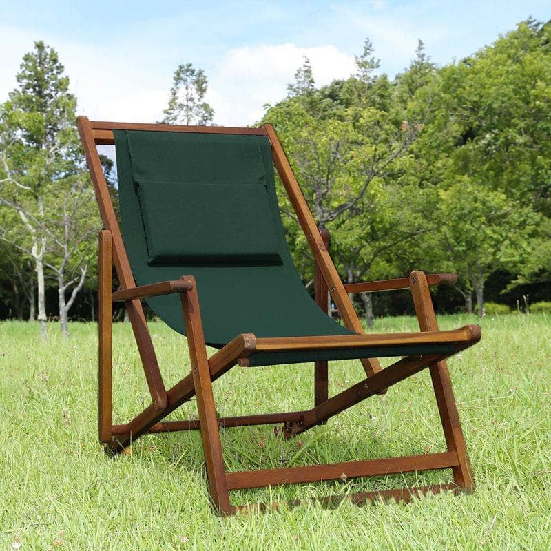 折りたたみ式デッキチェア グリーン [5022]