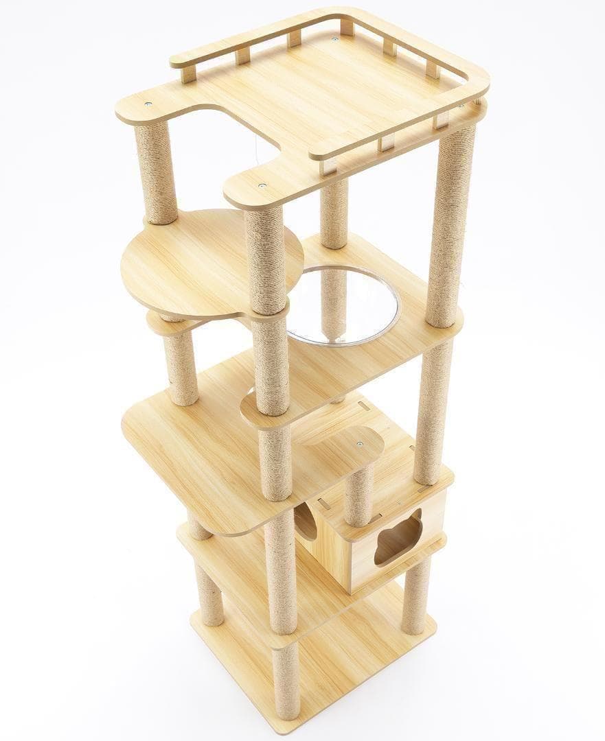 アウトレット3 キャットタワー 木製 宇宙船　展望台　多頭飼い 大型 178cm