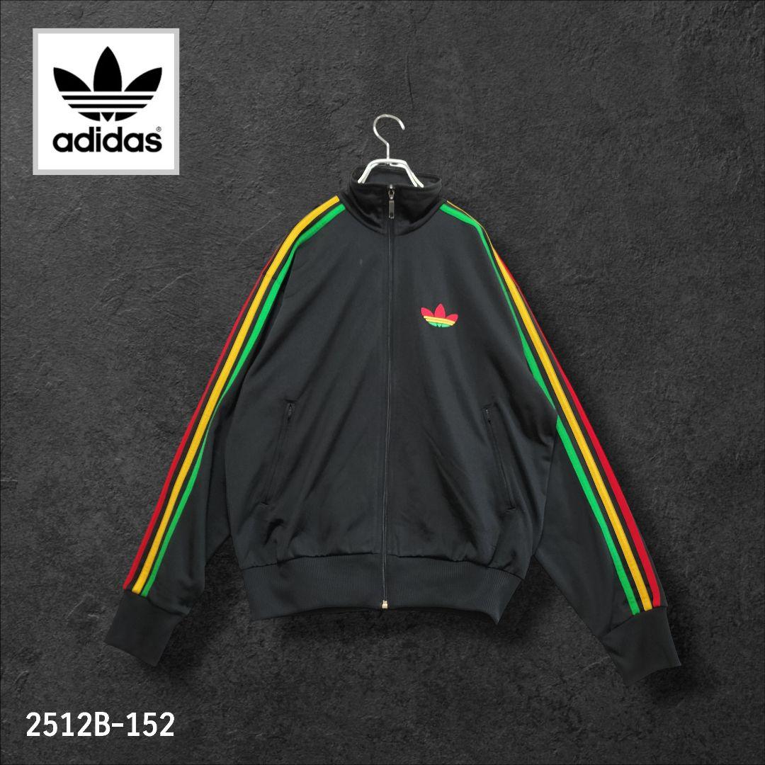 ★人気　アディダス　ジャージ　トラックジャケット　刺繍ロゴ　ラスタカラー　M