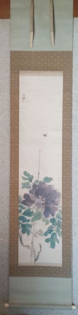 芳年　牡丹に蜂掛軸　H70