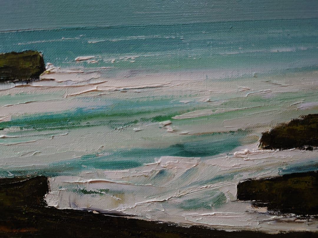 井田 繁 「海岸風景」油絵 真筆 絵画