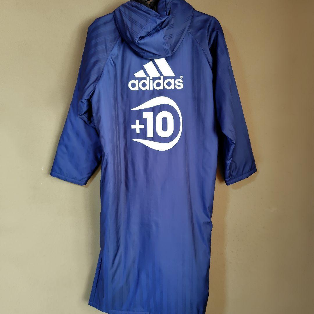 adidas フード付きベンチコート +10　ボア裏生地 紺　Lサイズ