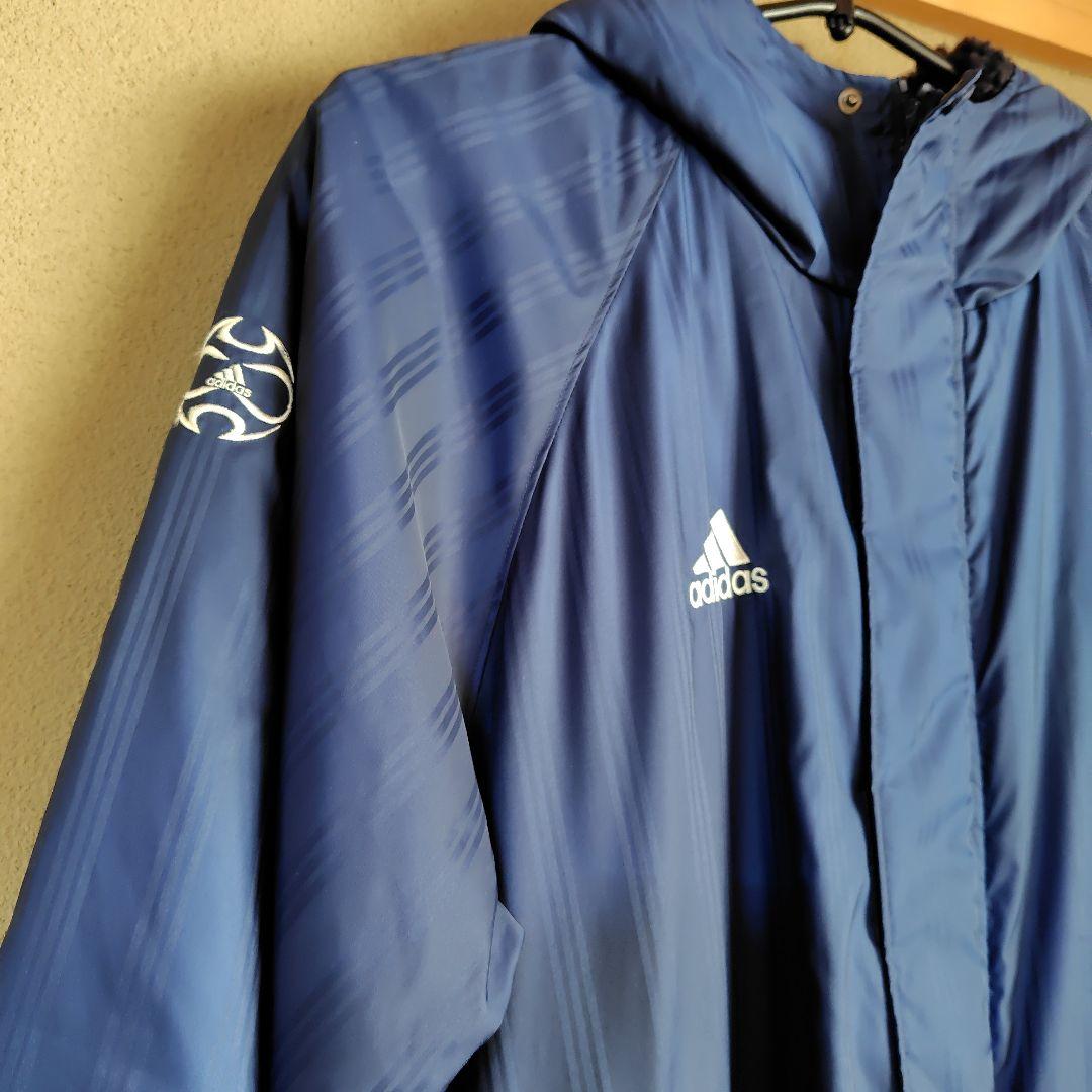 adidas フード付きベンチコート +10　ボア裏生地 紺　Lサイズ