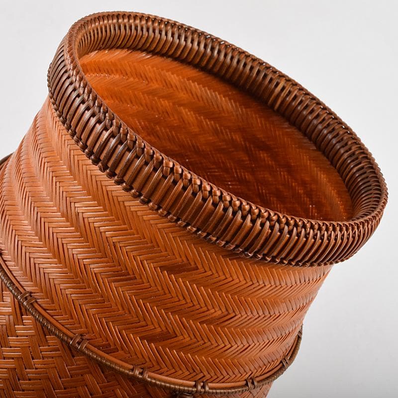 茶道具　江南市無形文化財　瀬邉功山作　綾網代編花入籠　共布共箱　V　R9491B