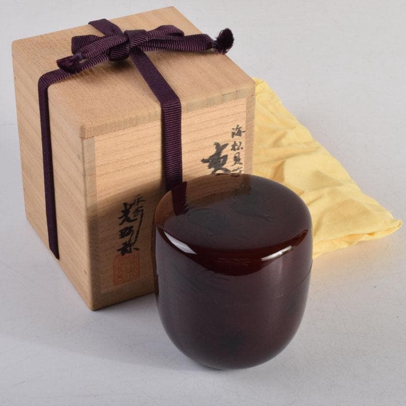 茶道具　平安光阿弥作　海松貝蒔絵　棗　共箱　V　8840