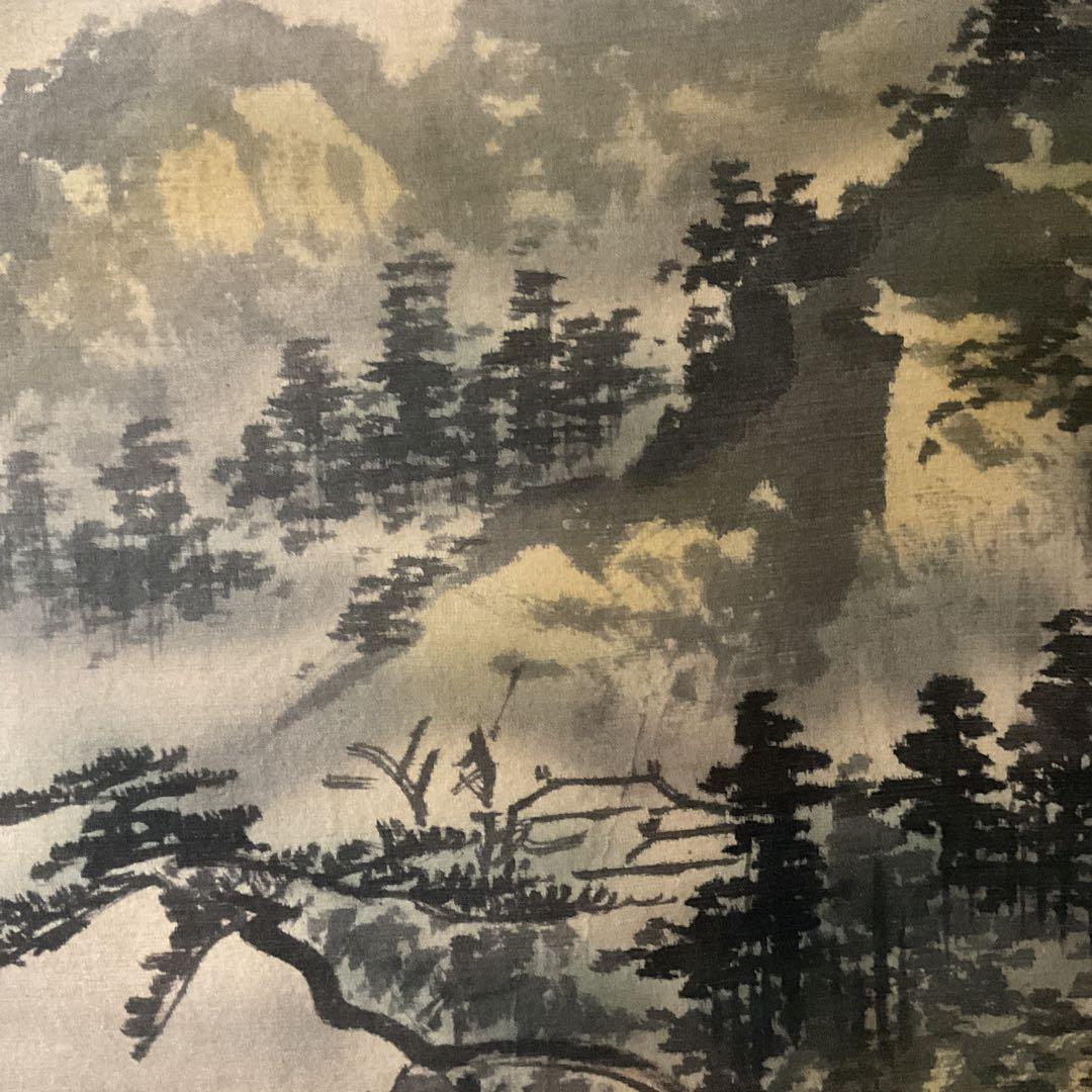 絹本 淡彩色水墨風景画 雲谷筆 表具作品共概ね良好です。