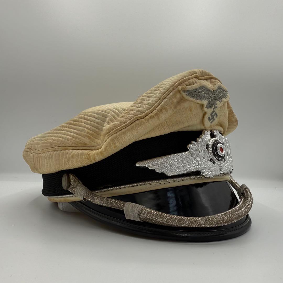 ⭐️希少⭐️ ドイツ空軍 士官用制帽 鷲章 58 白地 ヴィンテージ 軍物