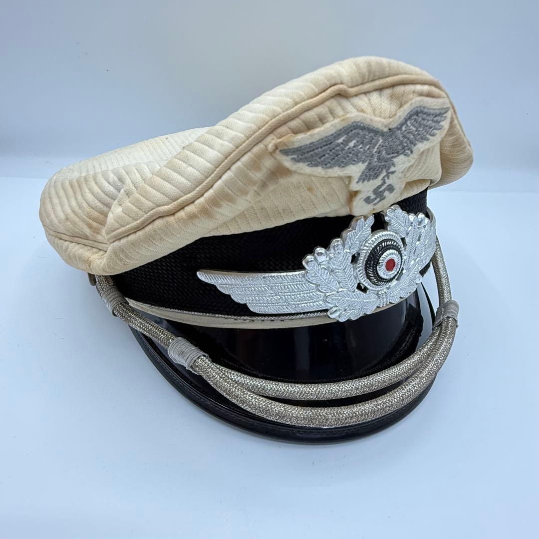 ⭐️希少⭐️ ドイツ空軍 士官用制帽 鷲章 58 白地 ヴィンテージ 軍物
