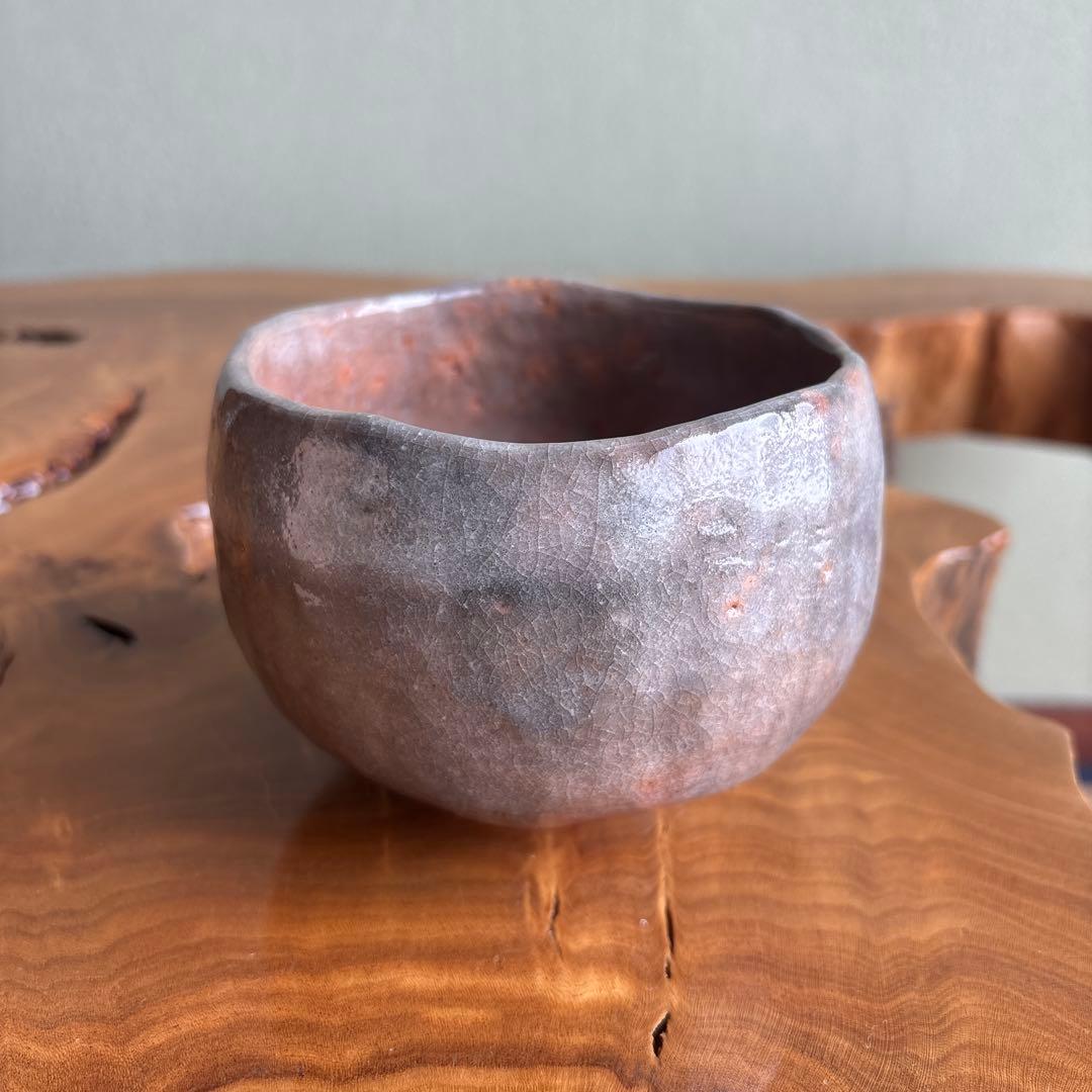楽入窯 吉村楽入 赤楽茶碗 楽焼 抹茶碗 茶道具 共箱(145)