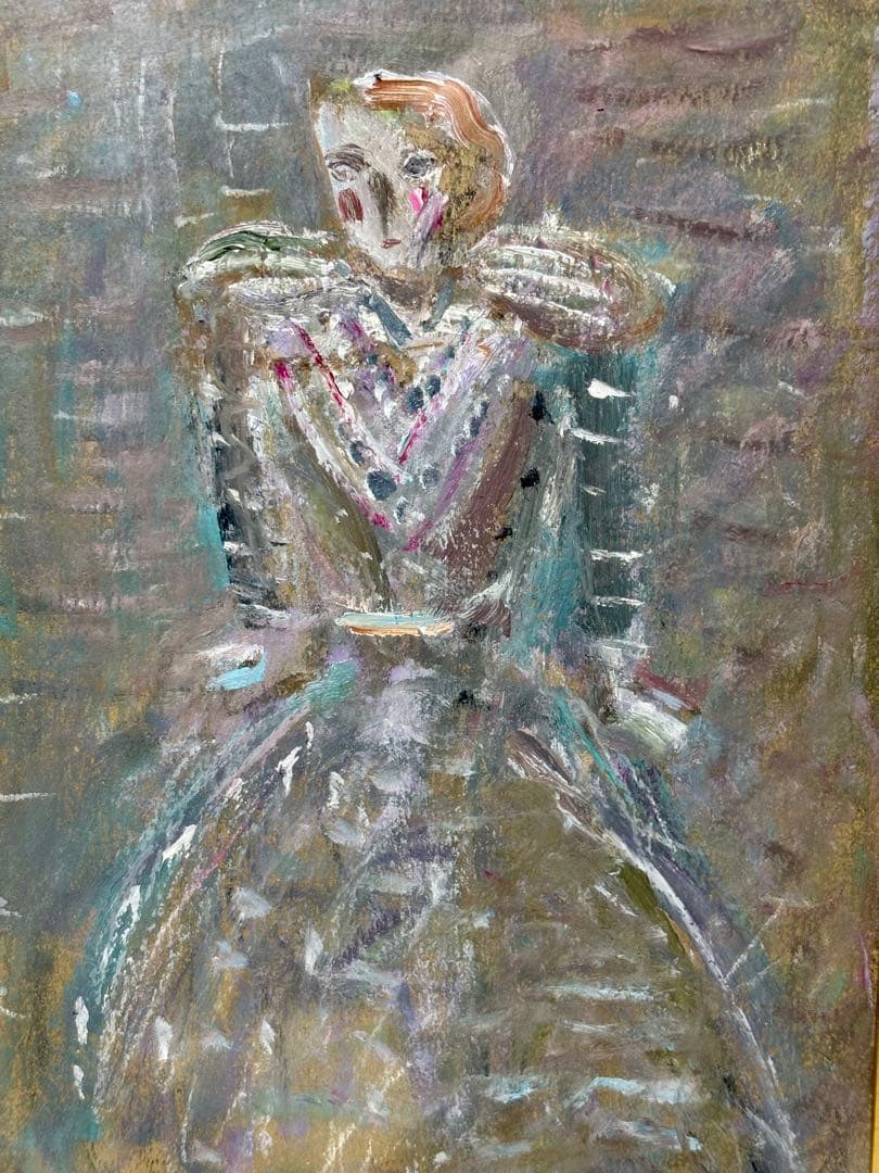 ポ*ん様 小野州一 油彩画 女性像 額装作品