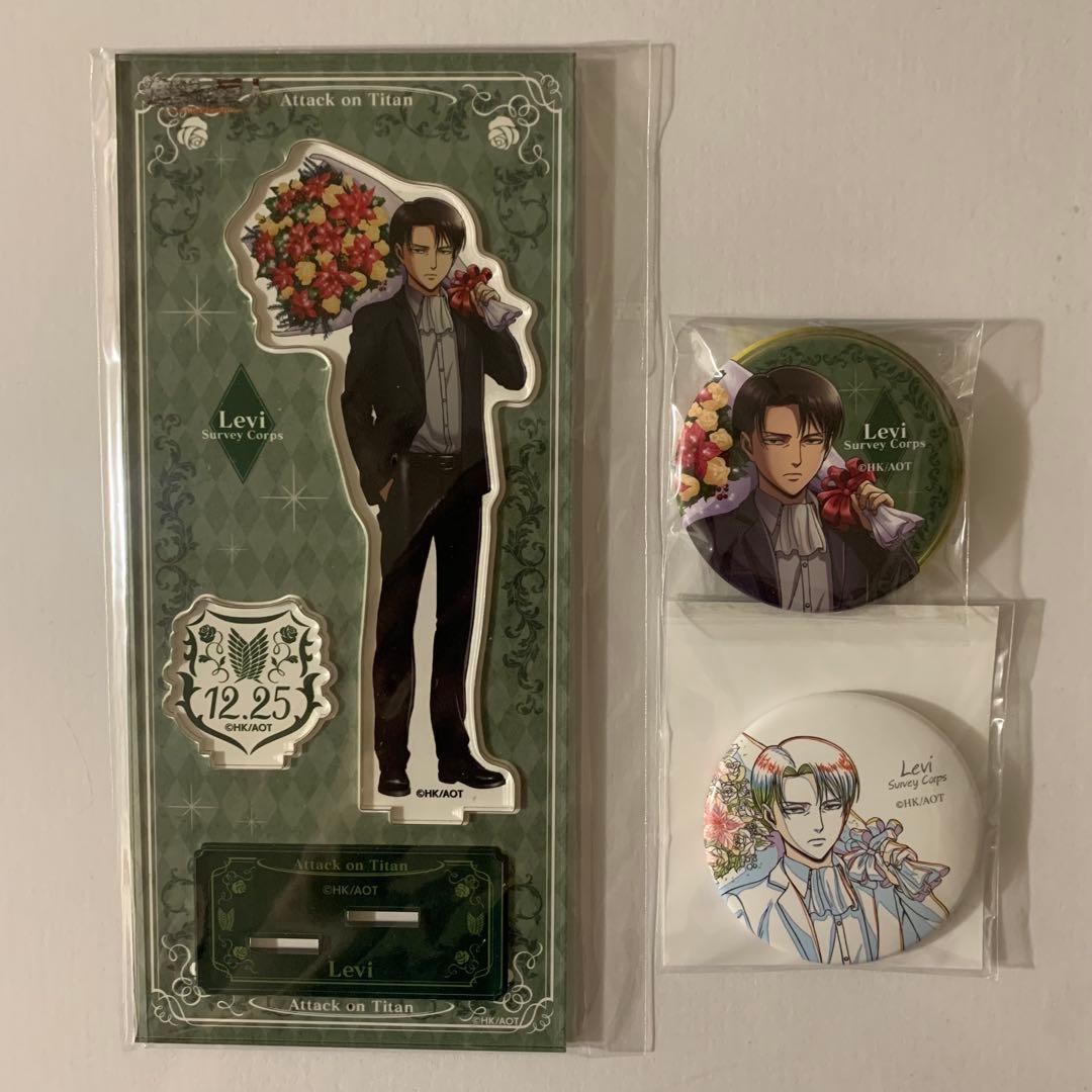 進撃の巨人 リヴァイ wit バースデーアクリルスタンド 缶バッジセット