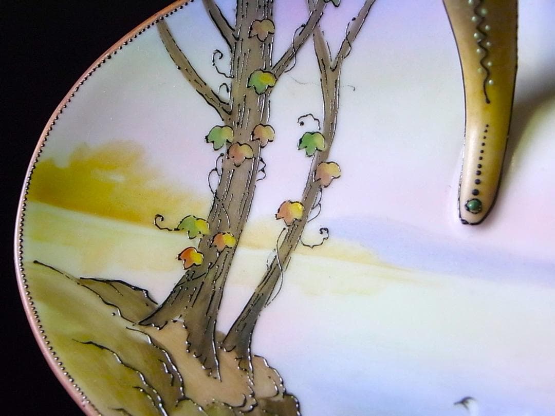 【 E954 】 超名品　大正期～昭和初期　ノリタケ　ハンドペイント鉢＆小皿二点