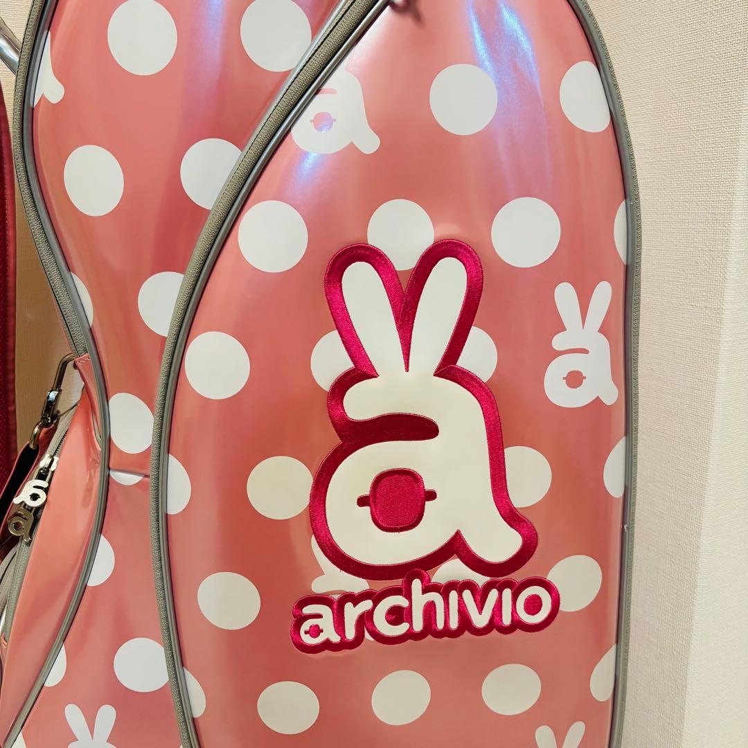 archivio ピンク ドット ゴルフバッグ ギャディバッグ