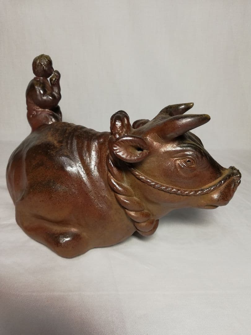 小野田瑞穂 備前焼 干支置物「丑」 共箱栞 縁起物 牛 丑年 工芸品 細工物