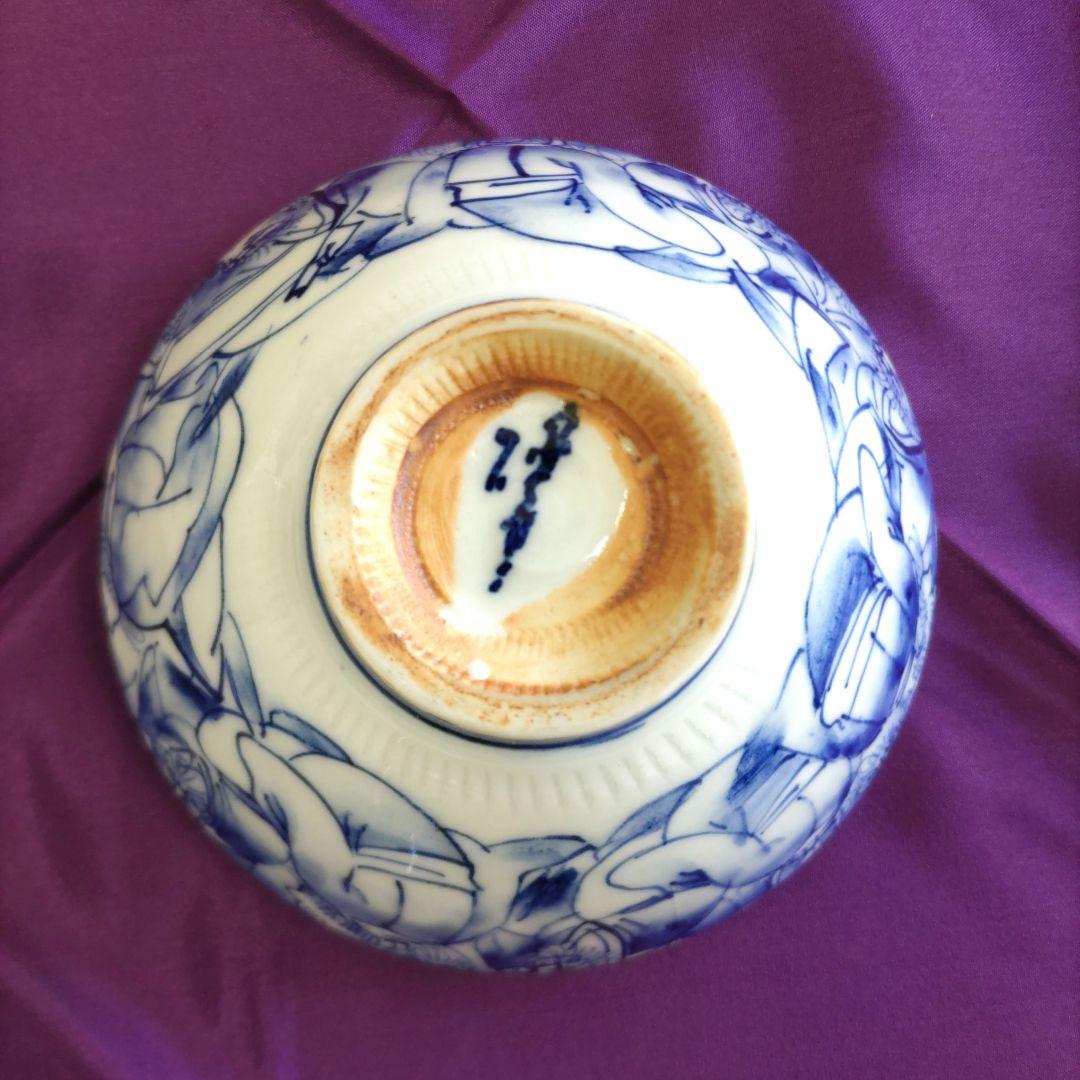 河本礫亭　染付抹茶茶碗　D257