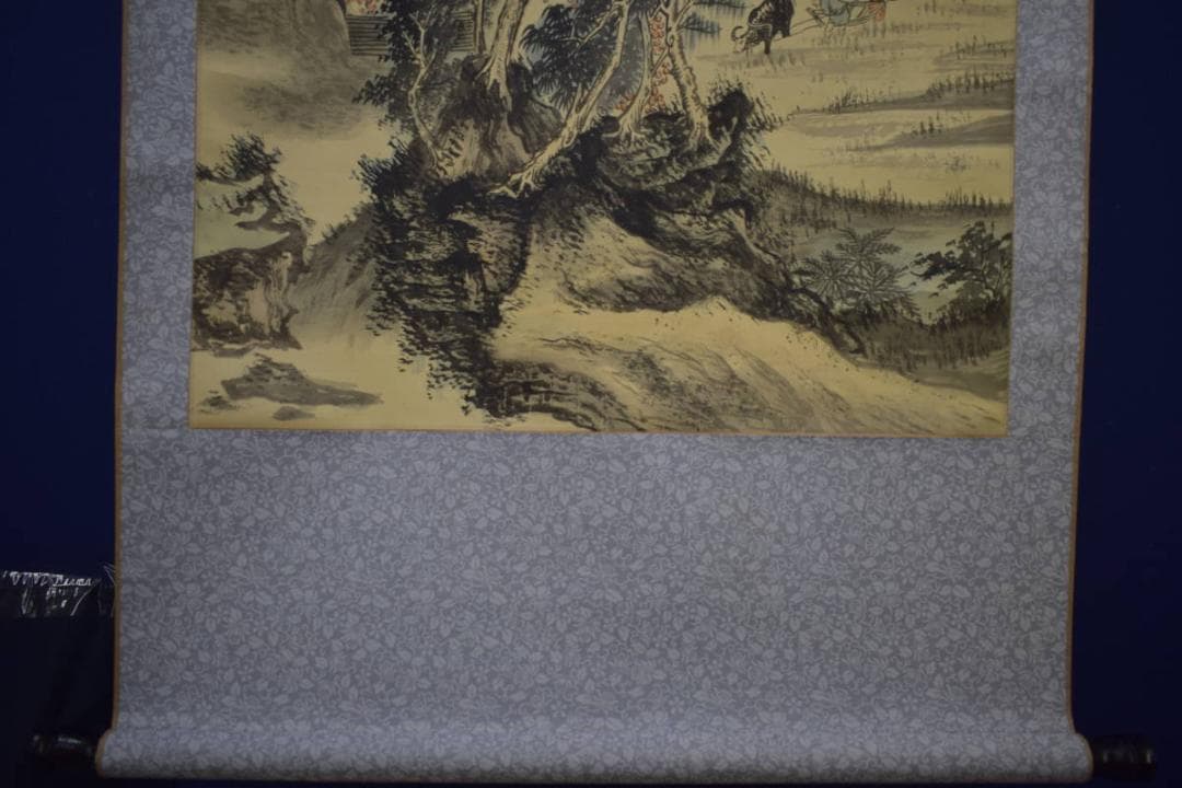 真作/王子輝/山水/人物/牛/画賛/中国画/布袋屋掛軸HJ-9