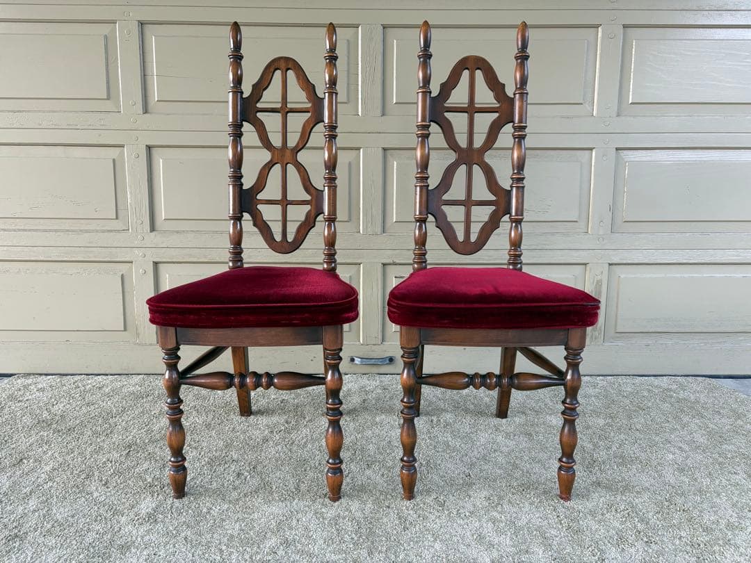 【にーな】KOSUGA ハイバックチェア クラシック 赤ベルベット