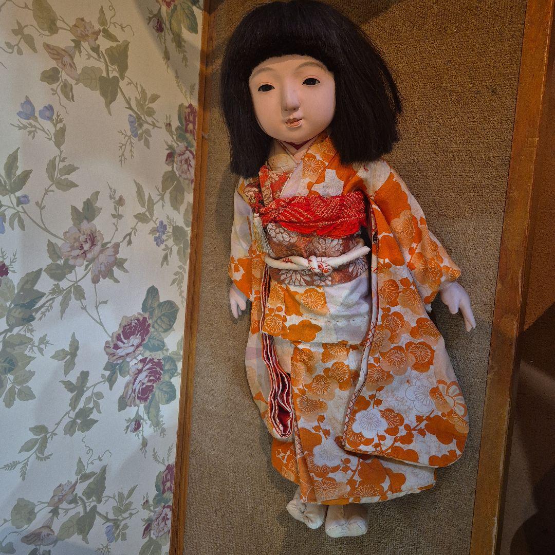 市松人形 オレンジの梅柄