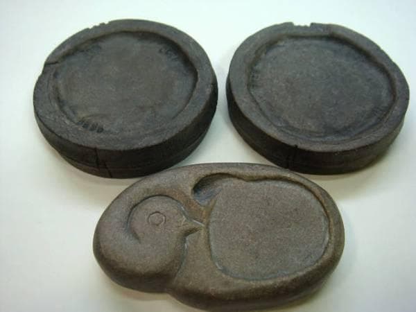 硯■古い小さい硯石 墨 中国 唐物 3個セット 箱付 書道道具 古民具 古美術■