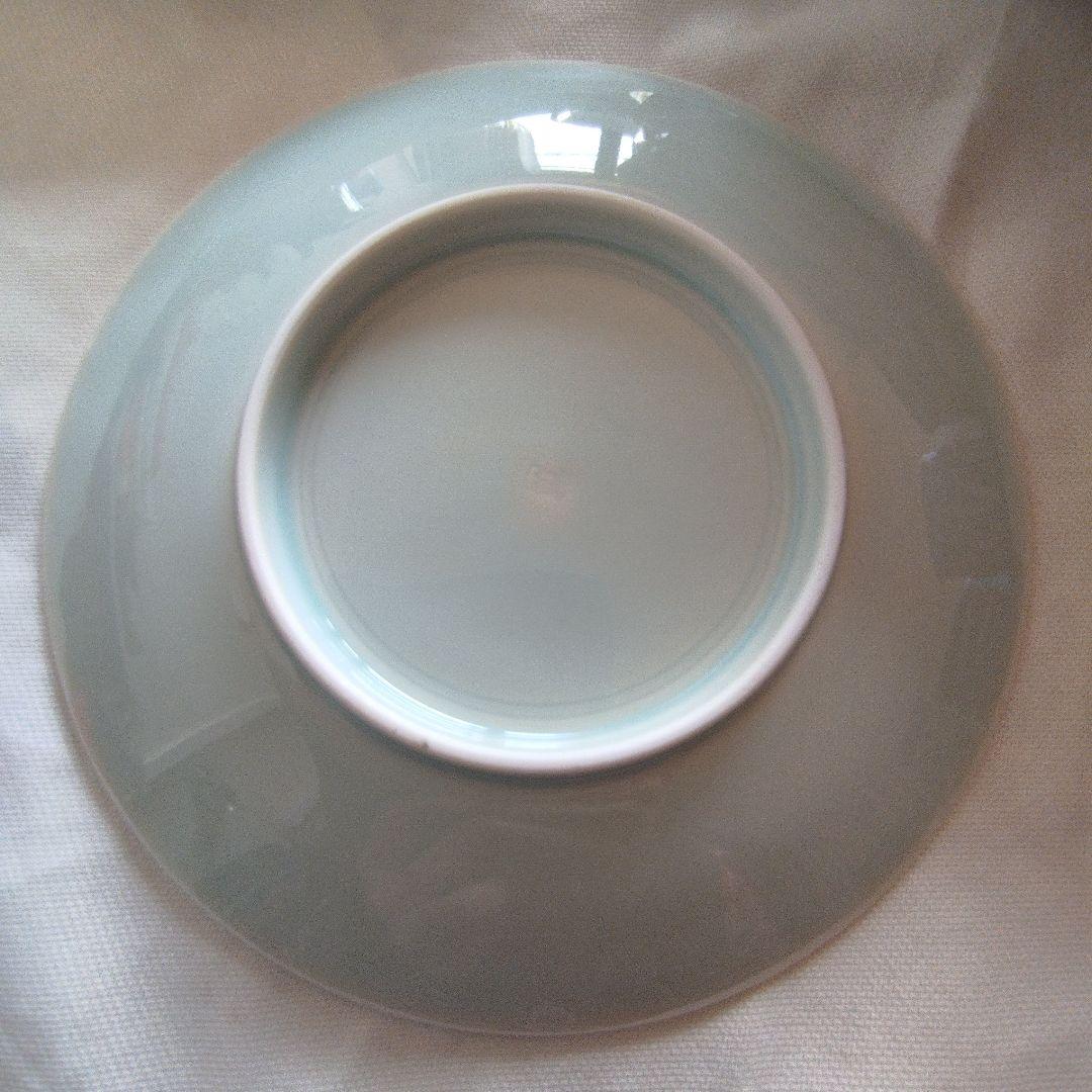 人間国宝　快山窯　塚本快示　青白磁　青海波紋皿６枚