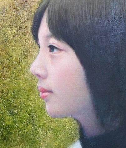 井上司「白いセーター」油彩画 F6号(40.9×31.8㎝)
