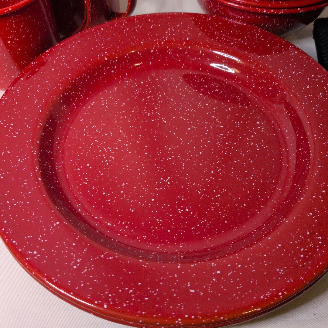 未使用 コールマン Coleman テーブルウェアセット キャンプ用食器 レッド