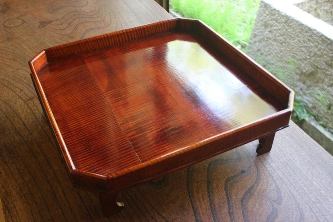 ぞのさま専用！時代拭き漆の映える脚付隅切り四方膳3点（検輪島塗春慶塗お膳お盆