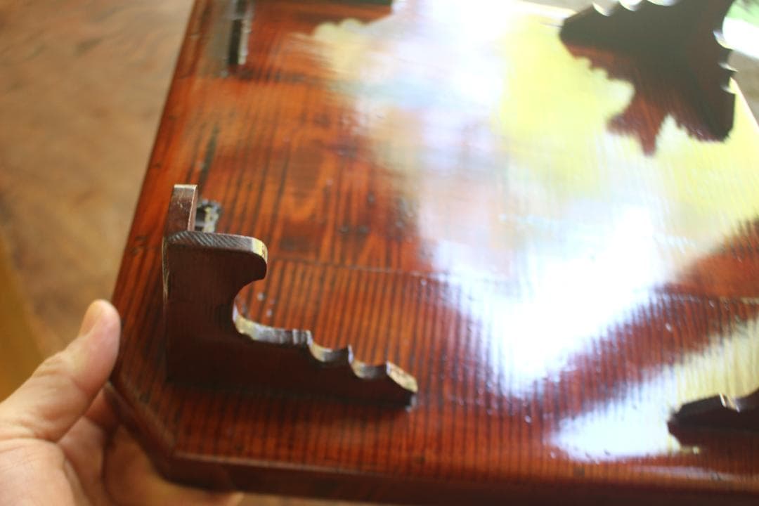 ぞのさま専用！時代拭き漆の映える脚付隅切り四方膳3点（検輪島塗春慶塗お膳お盆