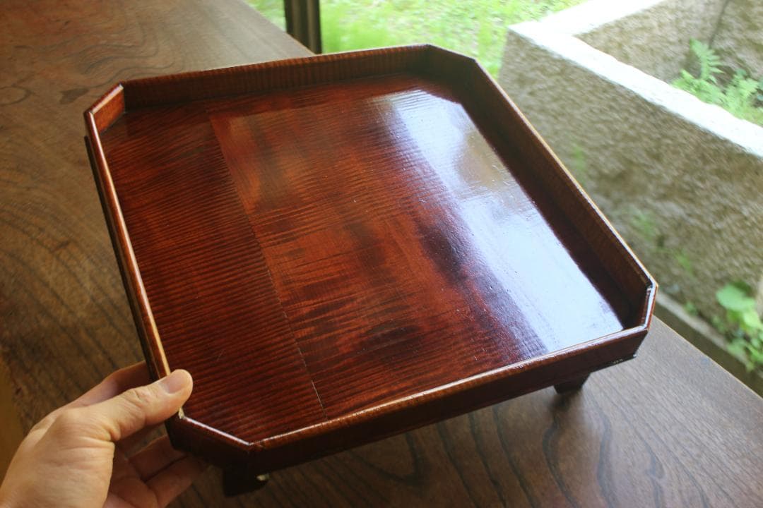 ぞのさま専用！時代拭き漆の映える脚付隅切り四方膳3点（検輪島塗春慶塗お膳お盆