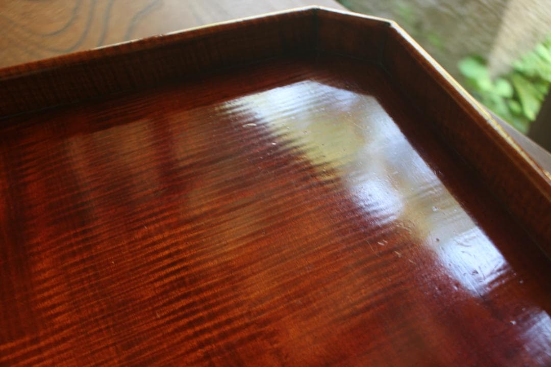 ぞのさま専用！時代拭き漆の映える脚付隅切り四方膳3点（検輪島塗春慶塗お膳お盆