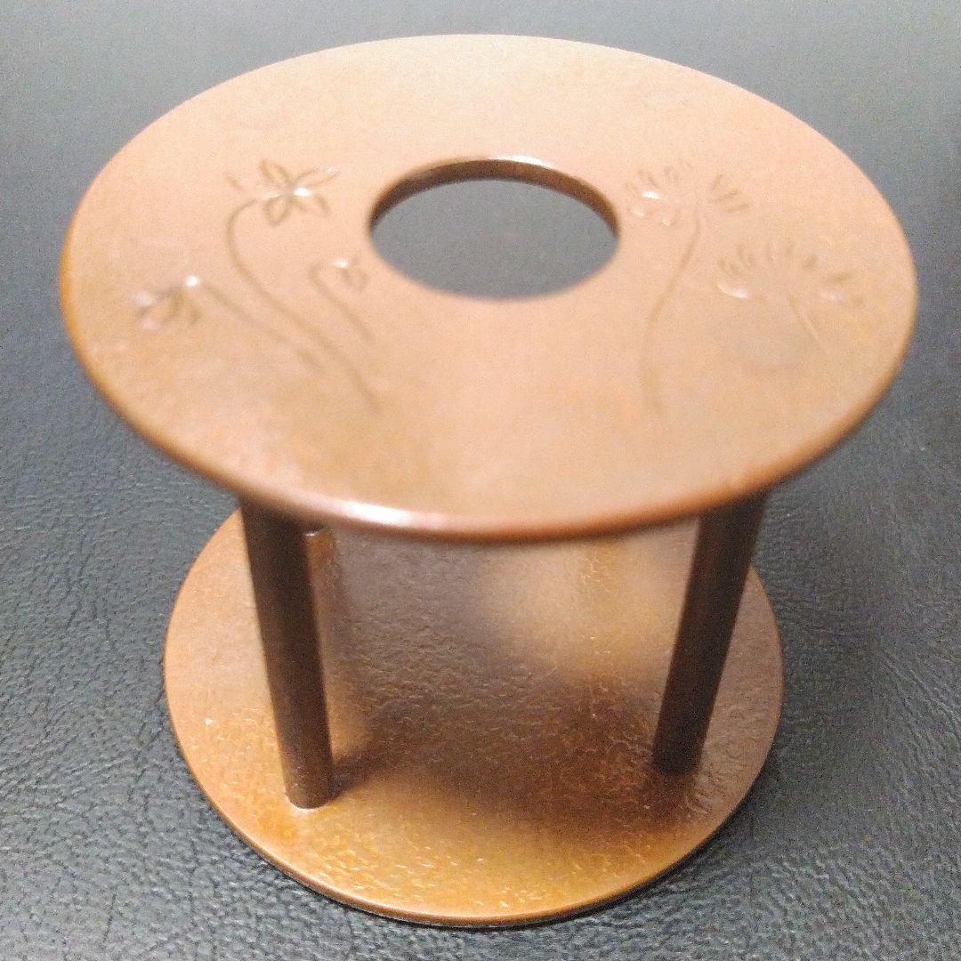 茶道具　銅地蓋置　【岸】京錺匠　竹影堂　七代　佳永　四世　榮眞造　直筆共箱