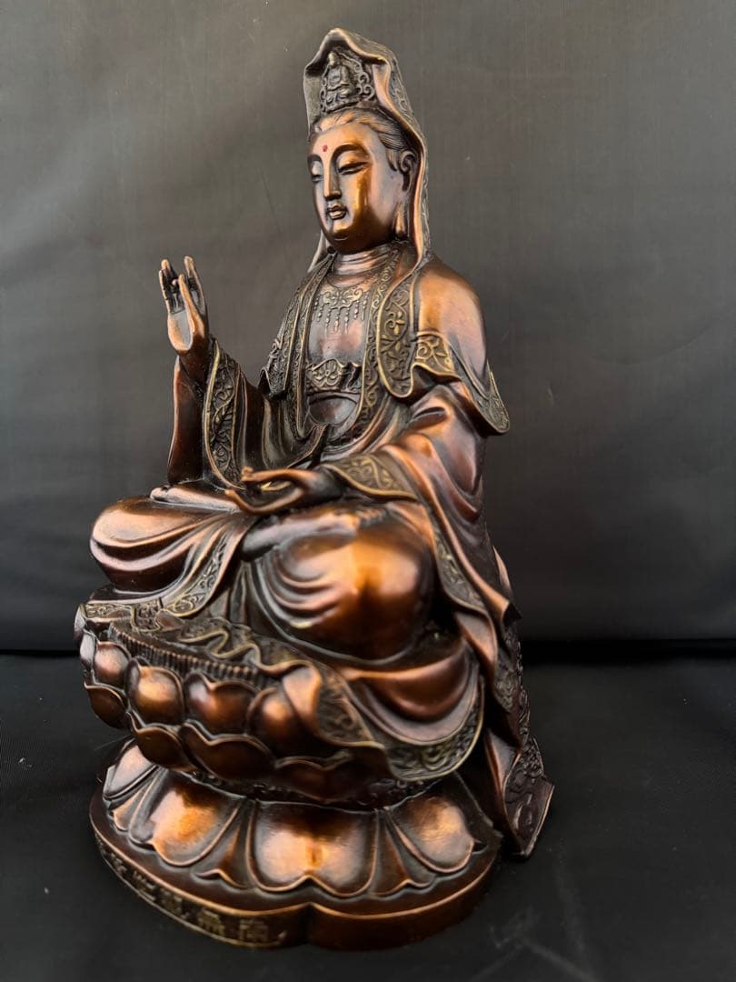 観音 菩薩 銅製 仏像 彫刻 置物 開運 風水 骨董　インテリア　アンティーク