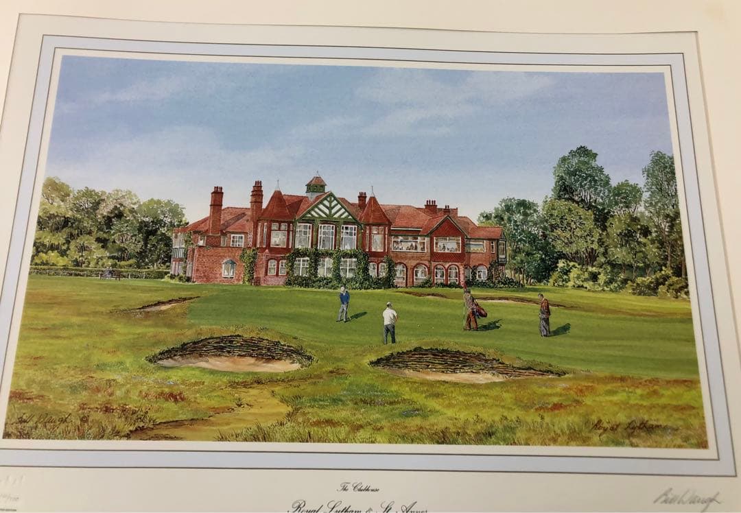 全英オープン他有名ゴルフコース リトグラフ全7枚セット Bill Waugh制作