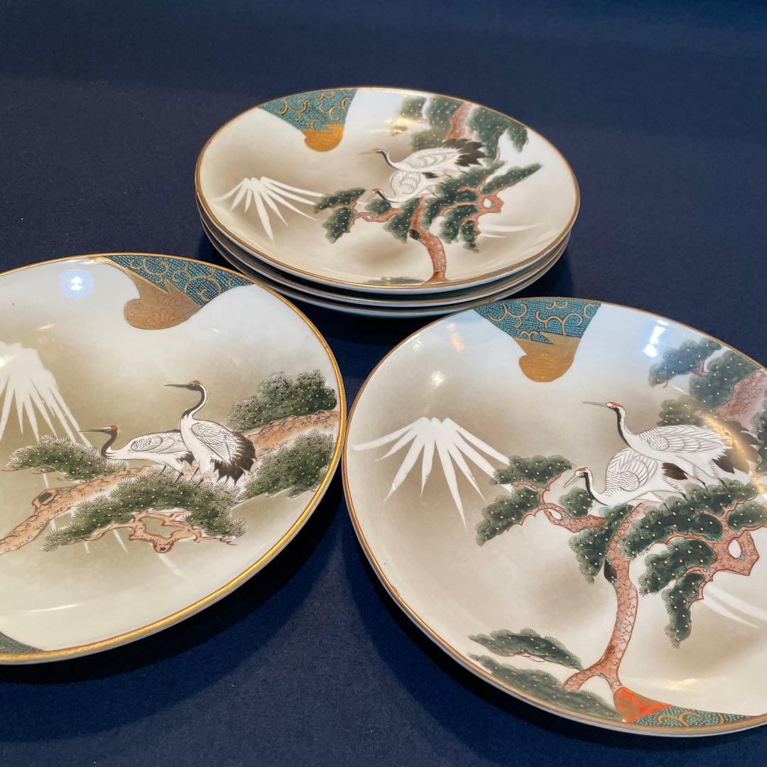 時代物『九谷焼』「八寸皿」五枚セット
