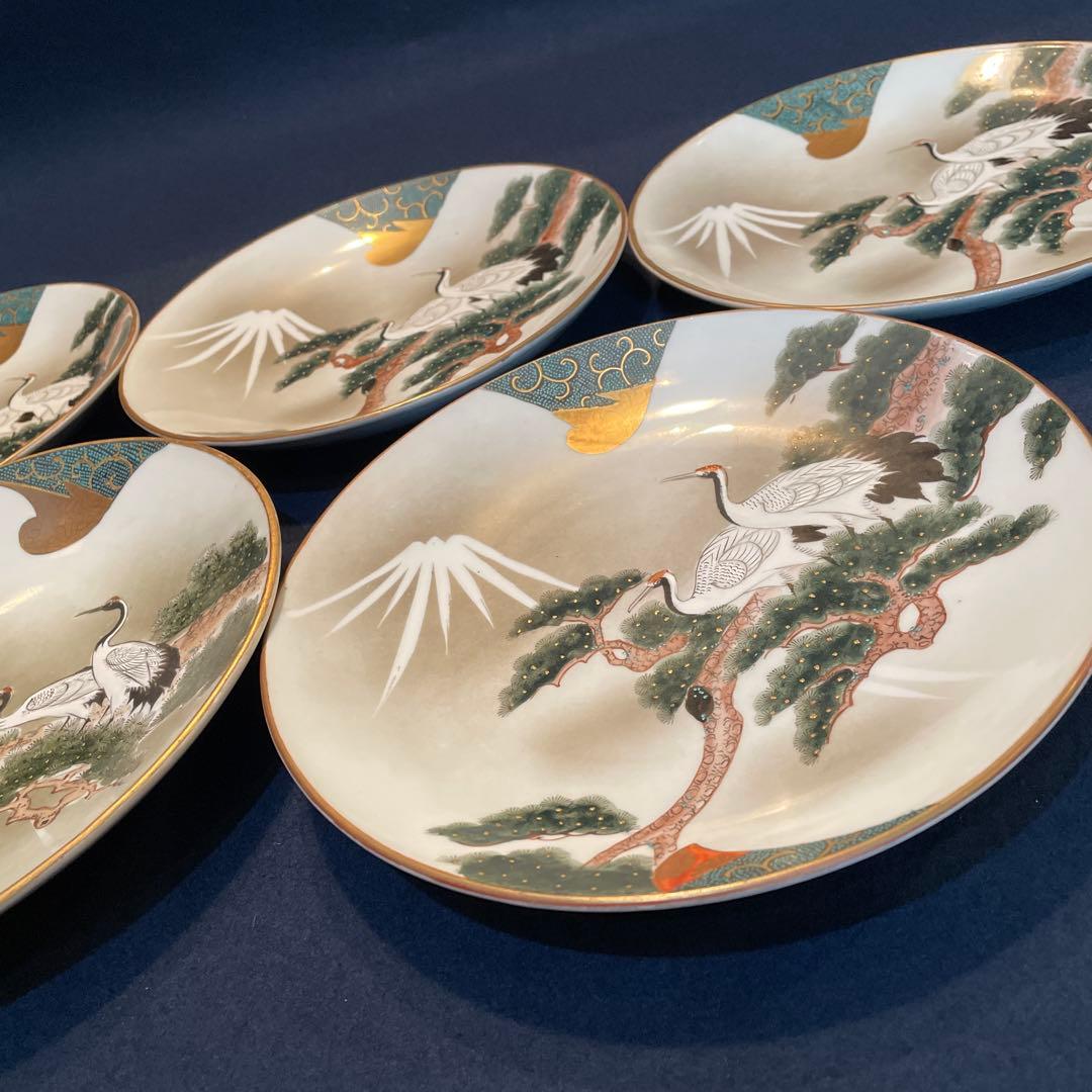 時代物『九谷焼』「八寸皿」五枚セット