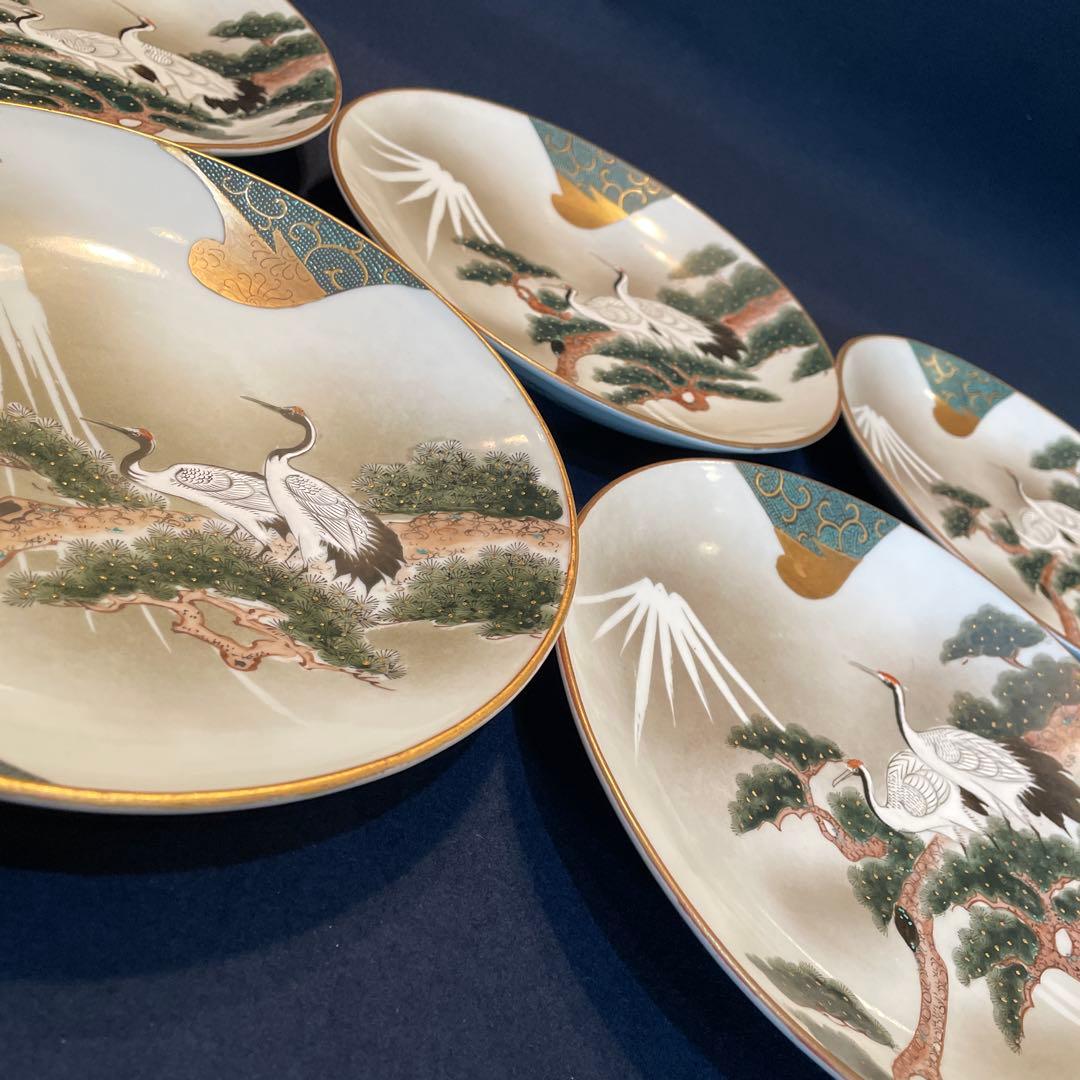 時代物『九谷焼』「八寸皿」五枚セット