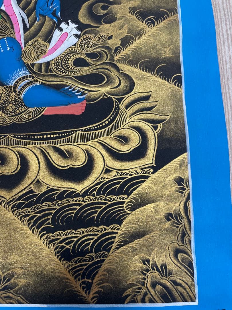 《 チベット密教　1点物 》 手描き　曼荼羅　マハーカーラ　大黒　仏教　密教　②