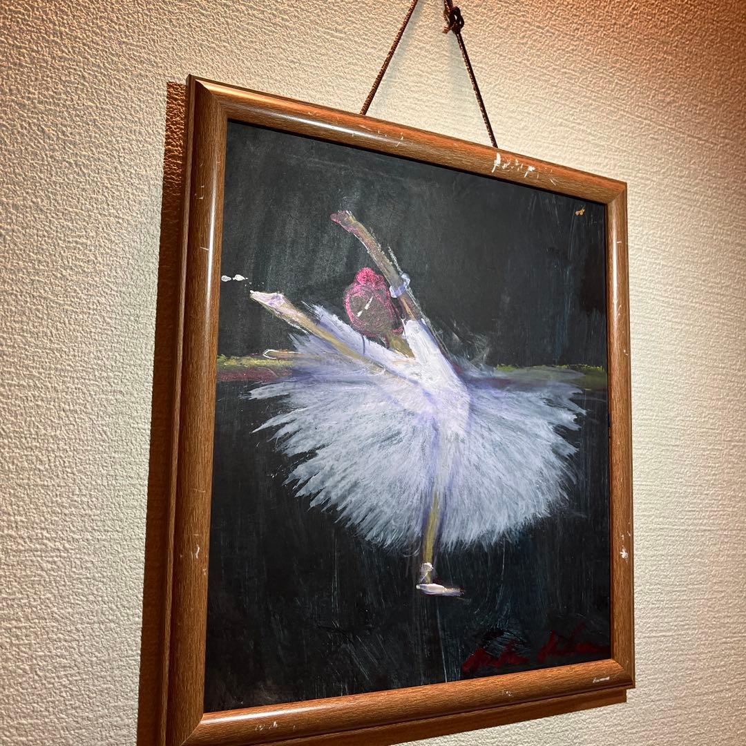 バレリーナのアクリル画色紙サイズ　フレームなし