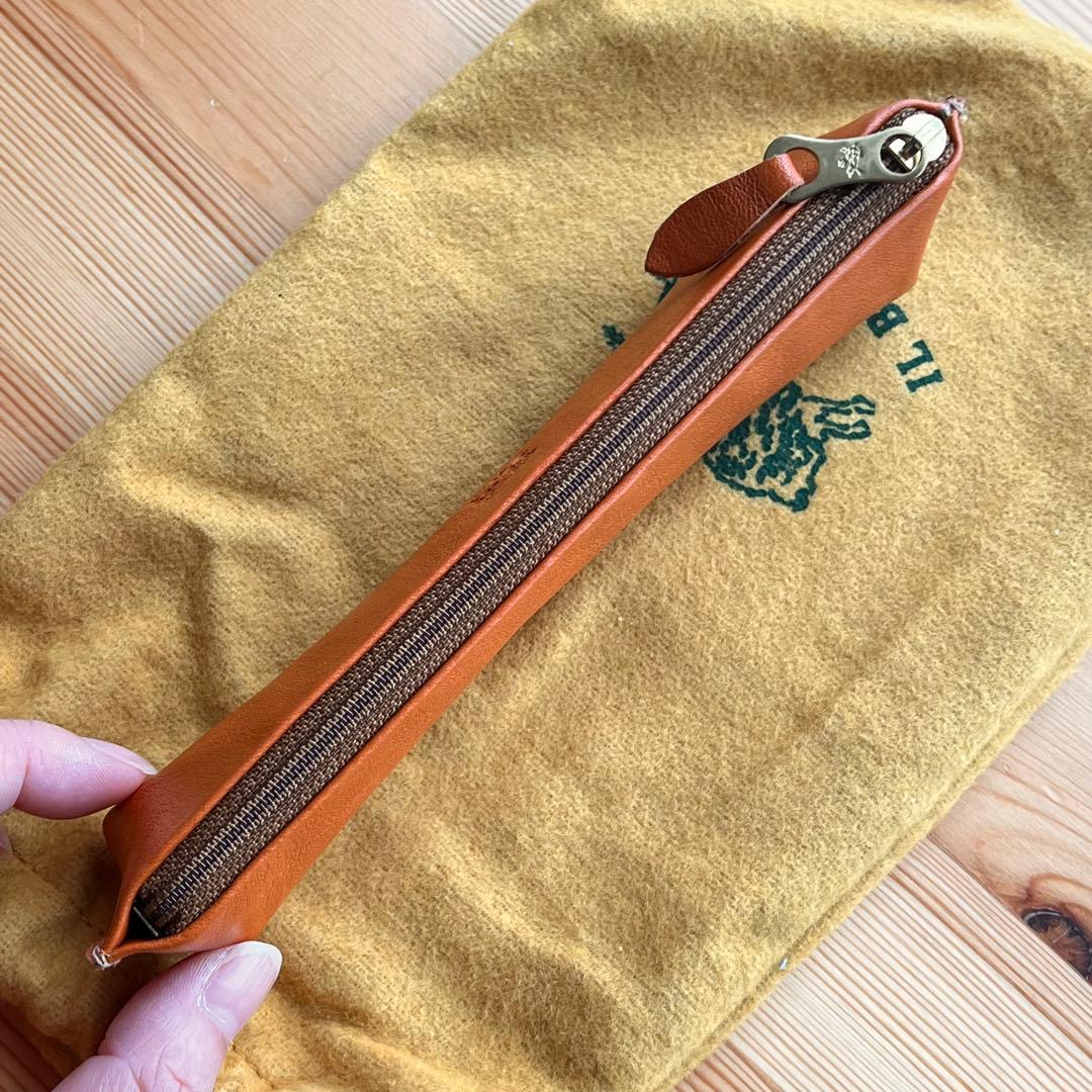 新品 イルビゾンテ ペンケース オレンジ 購入証明書 保存袋付き