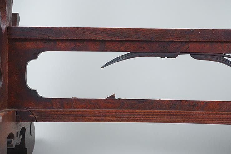 時代木彫刀掛け　稲穂透かし五本掛け　日本刀飾り台